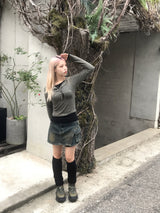 ビンテージレイヤードアンバランスカーゴデニムパンツスカート