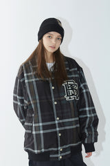 ビッグロゴカラーバーシティジャケット/BSR2223FWJK026 BIG LOGO COLLAR VARSITY JACKET BLACK CHECK