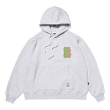 GRAFFITI FLOWER OVERSIZED HOODIE BLACK / WHITE MELANGE