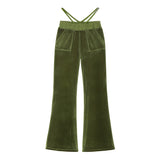 0 3 LOVE Velvet string pants - KHAKI (6626825240694)