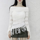 [NONCODE] Rumble Off-Shoulder Unbalanced Knitwear