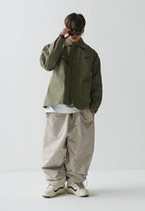 ロゴカラーコットンベーシックジャケット/BSR2223FWJK065 LOGO COLLAR COTTON BASIC JACKET KHAKI