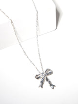 [925 SILVER] 3 ステップリボンロングネックレス