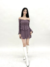 キラホルターオフスリットミニワンピース/793. Kira halter off slit mini ops (2color)