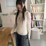 [Tank top set] カレルウールシースルータンクトップショルダー長袖Tシャツセット