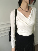 Chey ドレープラップクロップフードスウェットシャツ