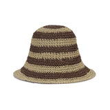 Stripe paper bucket hat Brown