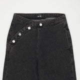 ボタンドストレートデニムジーンズ / BUTTONED STRAIGHT BLACK GRAY DENIM JEAN [6879]