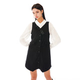 Ribbon Vest One-piece [Black]