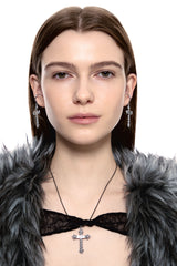 NO.474 [SILVER] KNOT CROSS EARRING