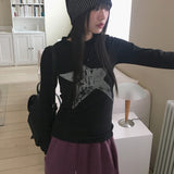 Koosel ヴィンテージ スター 起毛長袖 T シャツ