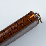 クロコダイルエンボラージウォレット/CROCODILE EMBO LARGE WALLET-TAN BROWN