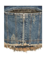 デニムパネルドチューブトップ / DENIM PANELLED TUBE TOP (BLUE)