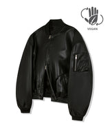 87-STAN026 [Vegan Leather]カーブドレイヤーボンバーレザージャケット