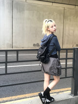 ストライプ2wayクロップフードジップアップ