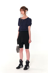 PUFF BUTTON BLOUSE (NAVY)