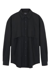 trench welt pocket shirt jacket black (6615488757878)