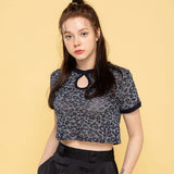 LEOPARD BURN-OUT TEE (NAVY)