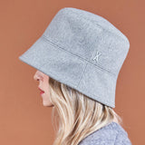 Stud Drop Over Fit Wool Bucket Hat Gray