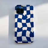 Checkerboard Blue Iphone Hard case (6674345066614)