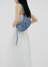 デニムスタッズショルダーバッグ/Denim Studded Shoulder Mini Bag (2color)