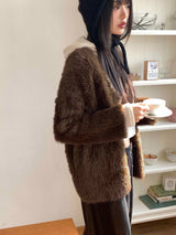 She's double button angora cardigan