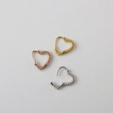 Twisted heart ring piercing / 3 color / 1pcs