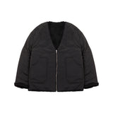 [UNISEX] Reversible Faux Fur Cardigan Coat (Black) (6656666140790)