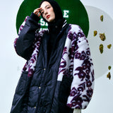 [UNISEX] Reversible Faux Fur Varsity Collar Coat (Purple) (6656657162358)