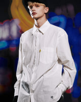 イエロータップオーバーサイズシャツ/YELLOW TAP OVERSIZED SHIRT WHITE