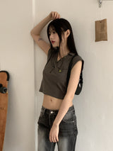 バフィービンテージVネックポケットカラー半袖Tシャツ / Buffy Vintage V-neck Pocket Collar Short Sleeve T-shirt