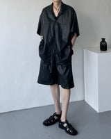 SI レザーバミューダバンディングパンツ / SI Leather Bermuda banding pants