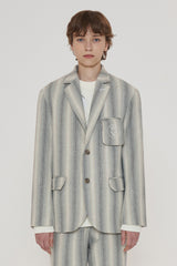 POCKET STRIPE BLAZER JACKET / GREY (6601031155830)