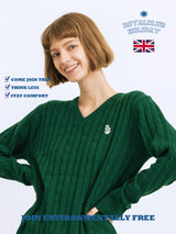 マークVネックケーブルニットセーター/RCH mark v neck cable knit sweater green