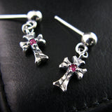 シャイニークロスD2ルビーシルバーイヤリング / Shiny Cross-D2 Ruby silver earring (4595515654262)