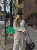 [WOOL]ウィンターウールベーシックVネックニット