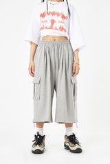 Maxi cargo wide sweat capri pants