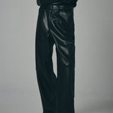 フローラインレザーパンツ / FLOW LINE LEATHER PANTS MEN (BLACK)