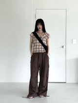 ウカシャーリングツーウェイジョガーリネンワイドカーゴパンツ / Uka shirring two-way jogger linen wide cargo pants