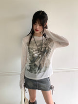 Regent Ribbon Smudging Long Sleeve T-Shirt
