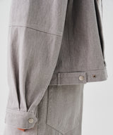NO COLLAR CROPED JACKET (GRAY) / SET-UP