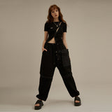 デストロイドデニムスウェットパンツ/Destroyed Denim Sweatpants_Black