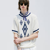 ナバジョパターンリンガーハーフニット / NAVAJO PATTERN RINGER HALF KNIT CREAM