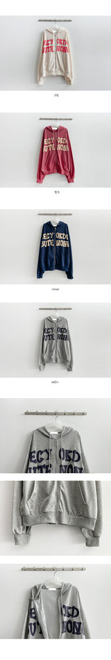 Going Balpo Embossing Ponte Lettering Boxy Zip-Up Hoodie