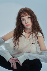 ホールカラーニット / hole collar knit_white