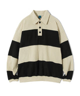 ニットラグビースウェットシャツ/Knit Rugby Sweatshirt T76 beige&black
