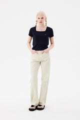 スモールチェリースクエアネッククロップTシャツ / SMALL CHERRY SQUARE NECK CROP T-SHIRT [NAVY]