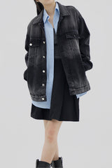 ウォッシングブラックブルーボクシージャケット / Washing Black Blue Boxy Jacket