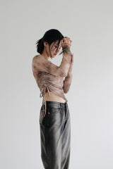 タイダイシースルーオープンTシャツ / Tie-dye see-through open T-shirt (2color)