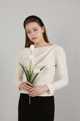 ドレープパフシャーリングTシャツ / Drape Puff Shirring T-shirt Beige